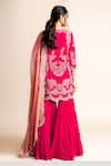 Buy Fuchsia Crepe Hand Embroidery Mirror Work Round Mandala Kurta Set ...