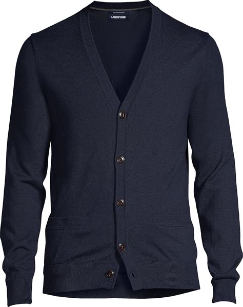 Lands' End Mens Supima Cotton Vneck Cardigan Radiant Navy Regular ...