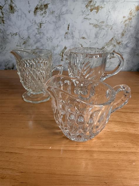 Vintage Glass Creamers 3 Assorted - Etsy