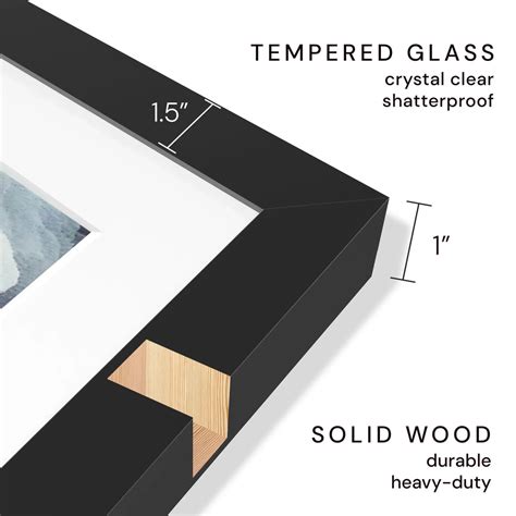 11x20 Frame Matted to 9x18 – Solid Wood Poster Frame with Tempered ...