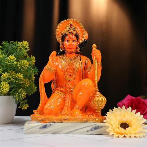 Buy Rama Collections Lord Hanuman Statue Marbel Finish for Pooja/Puja ...