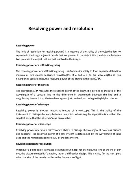 Image result for Resolution or Resolving Power