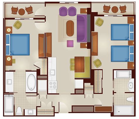 Aulani 2 Bedroom Villa Floor Plan