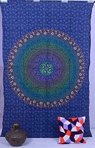 Handicraft-Palace Blue Mandala Printed Tapestry Wall Decorative Bed ...