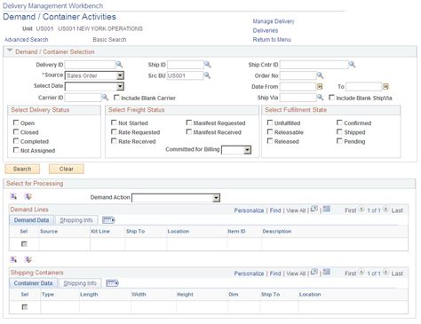 Using the Delivery Management Workbench