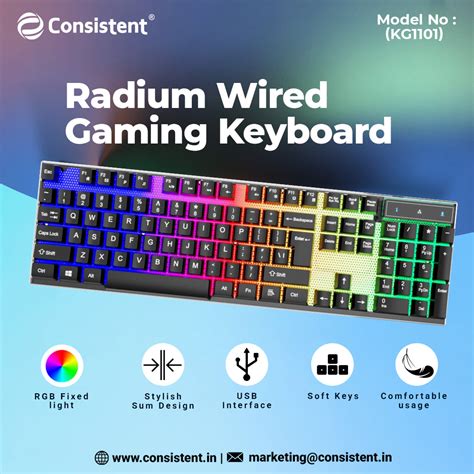 Radium Wired Gaming Keyboard (KG1101) Gaming Keyboard with Breathing E ...