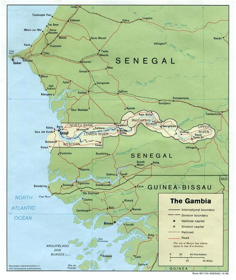 Detailed political map of Gambia. Gambia detailed political map | Vidiani.com | Maps of all ...