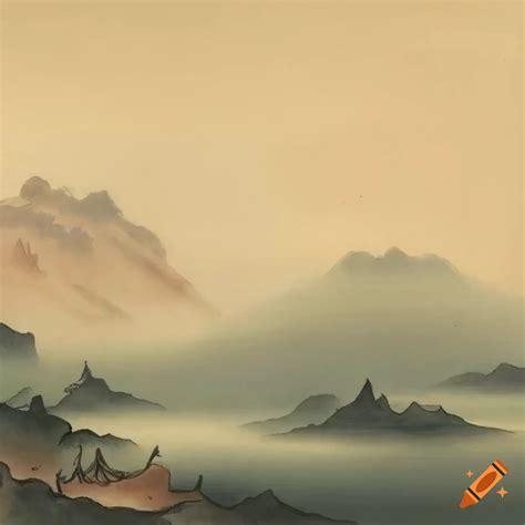 Traditional japanese landscape painting on Craiyon