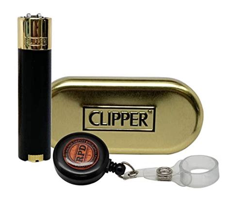 Buy Clipper Full Metal Black & Gold Lighters with 1 RPD Lighter Lasso ...