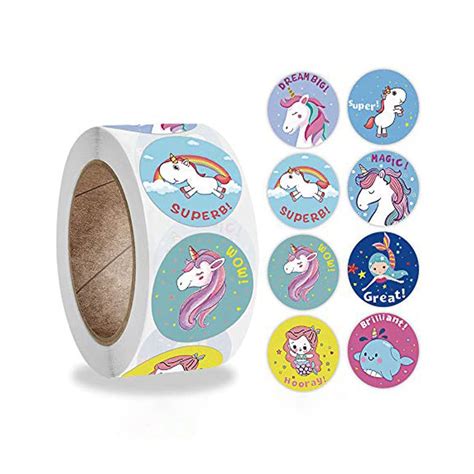 HASTHIP® Carton Unicorn Stickers Roll Unicorn Labels Stickers Round ...