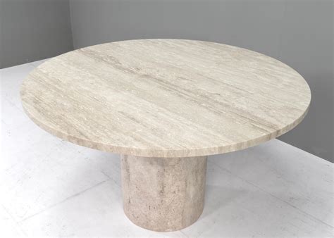 Exquisite Round Travertine Dining Table For Sale at 1stDibs
