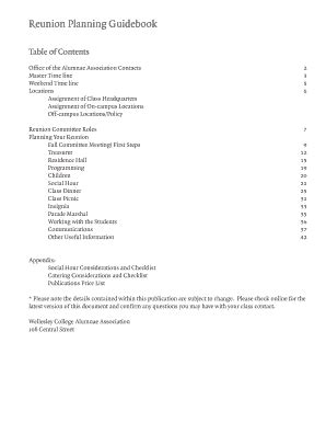 Fillable Online web wellesley Reunion Planning Guidebook 2008 ...