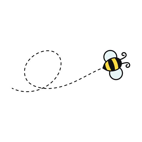 Bee flying path. A bee flying in a dotted line The flight path of a bee ...