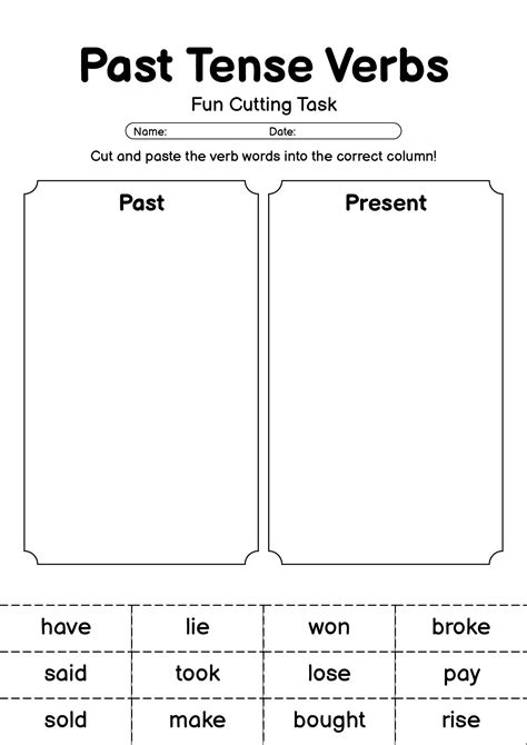 19 Past Tense Verbs Worksheets 2nd Grade Cutting - Free PDF at ...
