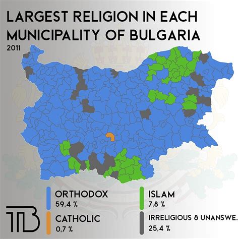 Largest religion in each municipality of Bulgaria... - Maps on the Web