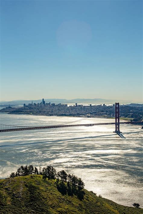Skyline of San Francisco with Golden Gate Bridge in Sunset Stock Photo ...