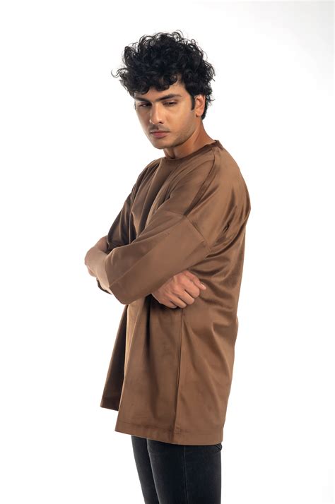 Warm Tan Suede Oversized T-Shirt – MAKELEN