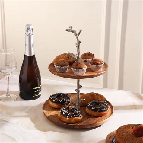 Buy IREKA HOMES Signature Acacia Wood 2-Tier Stand - Elevate Your ...