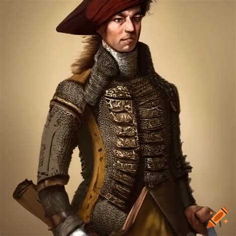 Portrait of a handsome mercenary from the 1700s on Craiyon