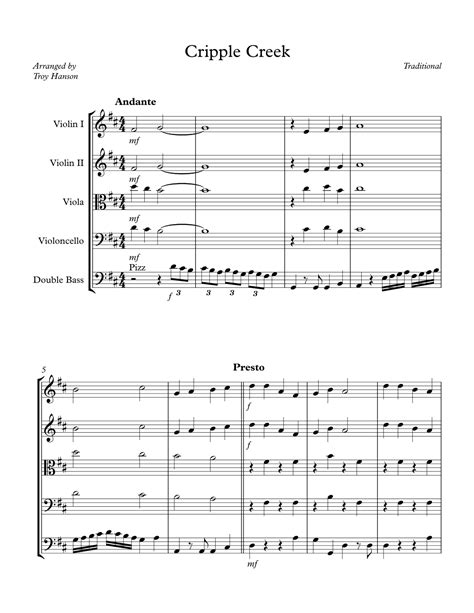 Cripple Creek (arr. Troy Hanson) by Traditional Sheet Music for ...