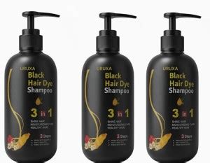 URUXA Black HAIR DYE SHAMPOO 3 IN 1 PACK 900ML 3 PCS BOTTLE - Price in ...