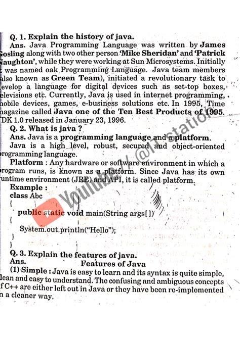 JAVA 5th sem - helpful notes by exam pov - Q. 1. Explain the history of ...