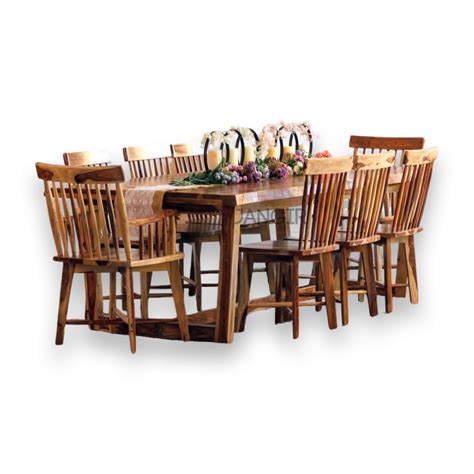 Natural Live Edge Eight Seater Dining Table Set | Designer Dining Set