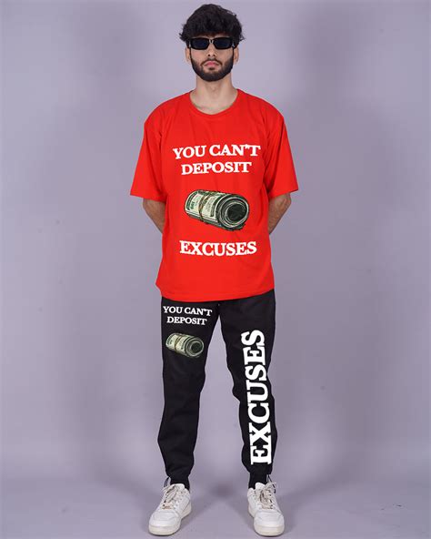 Men's Excuses Oversized Co-Ord Set - Red and Black – Vyve