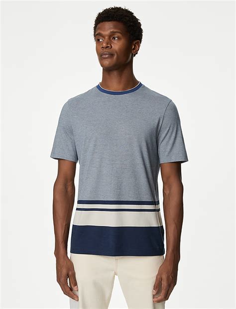 Buy Pure Cotton Striped T-Shirt at Marks & Spencer