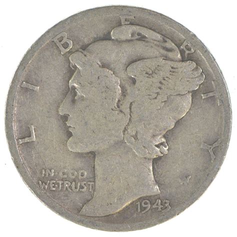 Collectible 1943 Mercury Liberty 90% Silver United States Dime ...
