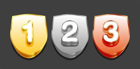 A set shield gold silver bronze medal vector rank level cup place badge ...