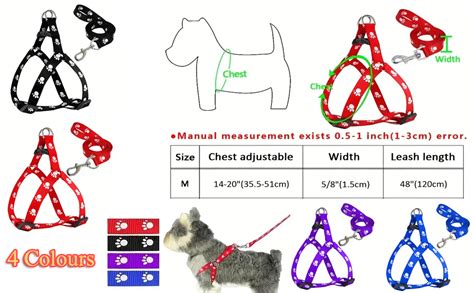 Woofy Pet Combo Puppy Paw Print Harness Leash Set for Small Dog and ...