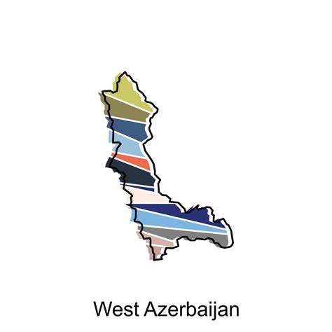 Map of West Azerbaijan administrative, country of iran departments with icons, illustration ...