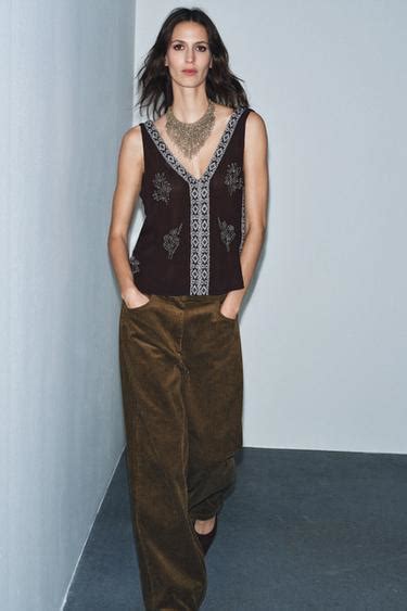 EMBROIDERED TOP ZW COLLECTION LIMITED EDITION - Anthracite grey | ZARA ...