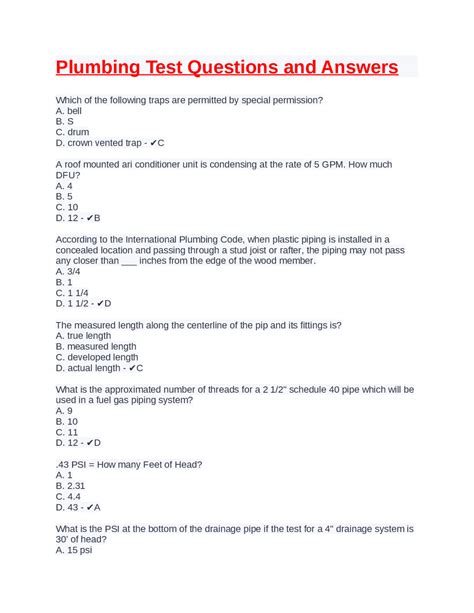 Plumber Test Questions 的图像结果