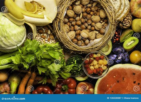 High Fiber Foods on a Wooden Background. Flat Lay Food Highest in Fiber. Healthy Diet Eating ...
