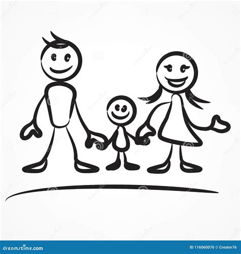 Family stick figure stock vector. Illustration of character - 116060076