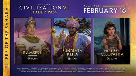 Civilization 6 Leader Pass Pack 4: Rulers of the Sahara Revealed ...