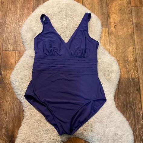Aqua Green Swimsuit One Piece Navy Blue Adjustable... | Depop