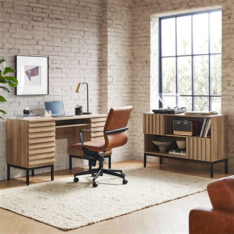 Buy mopio Norwin Executive Desk, Modern Industrial Farmhouse Solid Wood ...