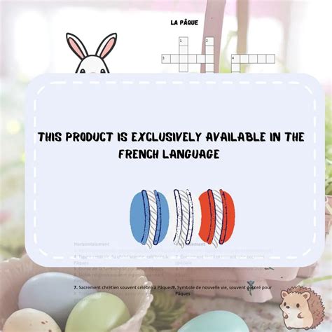 Crossword Puzzle Printable on the theme of Easter in French.