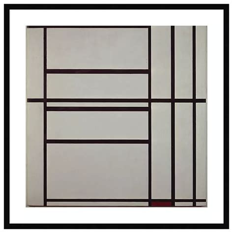 Composition No 1 With Grey And Red By Piet Mondrian Wood Framed Wall ...