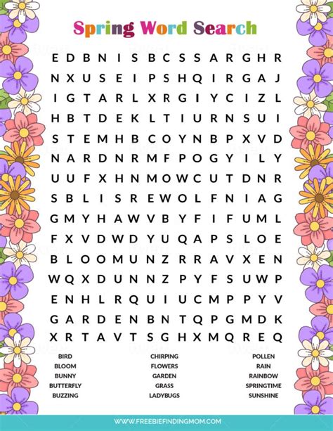 Image result for Large Print Spring Word Search Printable