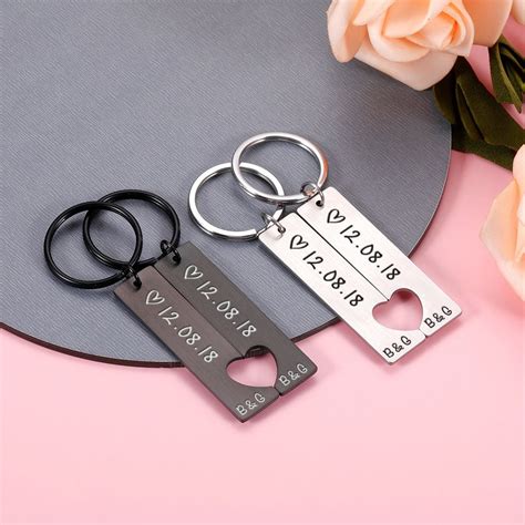 Custom Photo Couple Keychain Personalized Gift for Boyfriend Girlfriend ...