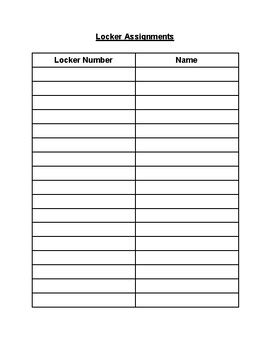 Image result for Locker Assignment Sheet
