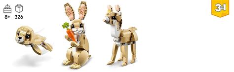 LEGO Creator 3in1 Cute Bunny Toy Animal Playset 31162 Building Blocks ...