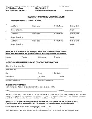 Fillable Online Contact UsSt. John Neumann ChurchEast Freetown, MA Fax ...