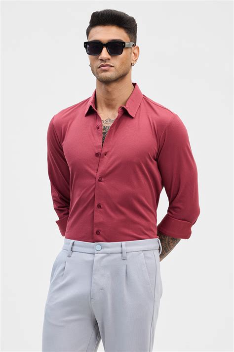Buy Men's Red Slim Fit Stretch Shirts Online | Snitch – SNITCH