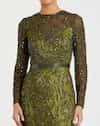 Buy Green Polyester Sequins, Beads Round Neck Abstract Embroidered Gown ...