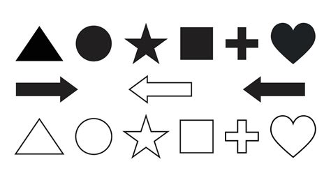 Basic geometric shapes, including triangles, circles, stars, squares ...